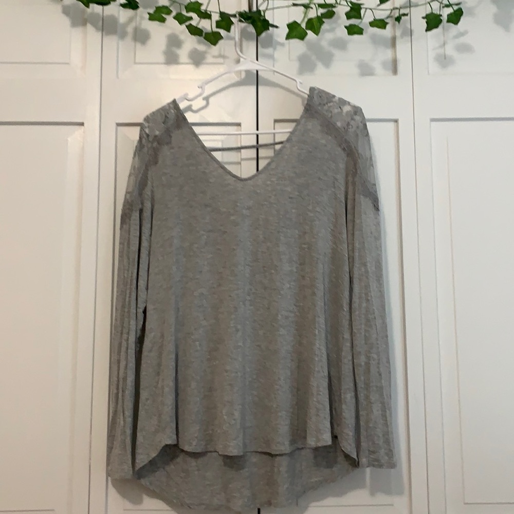 American Eagle Long Sleeve Lace Cutout Tee